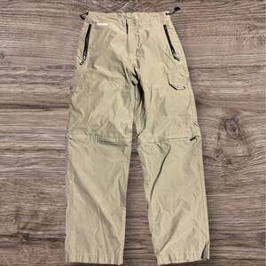 VTG Levis Silver Tab Pants Mens 32x33 Beige Convertible Nylon Cargo Zip Y2K